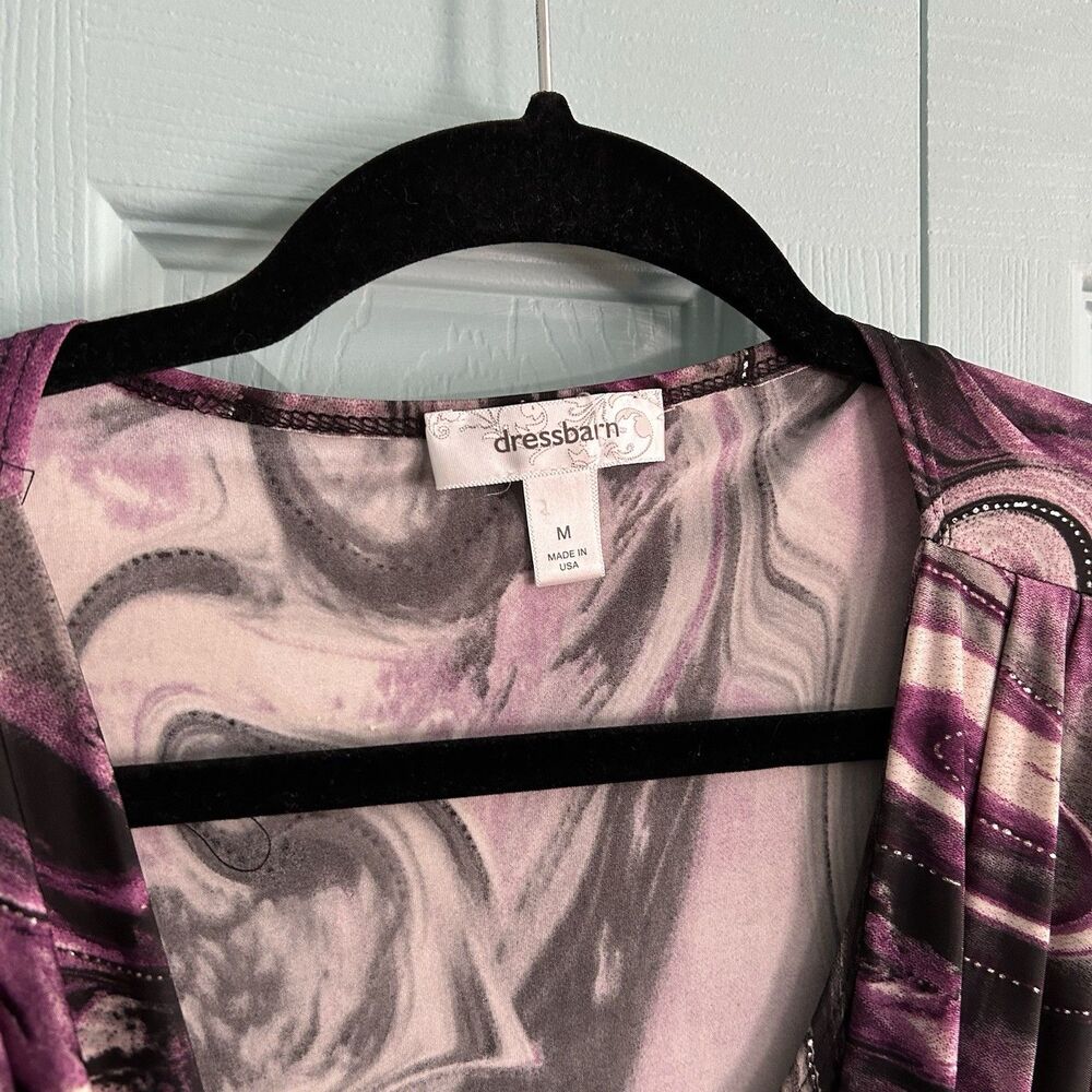 Y2K Dressbarn Womens Purple‎ Black Draped Blouse Top Med Fairygrunge Whimsigoth - Picture 2 of 10
